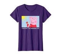 Peppa Pig Starting The Weekend Meme T-Shirt, Women, Purple, Small