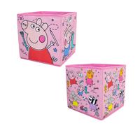 Peppa Pig Officially Licensed Storage Boxes | 2 pack Foldable Storage Cubes Pow Pow Design with Peppa, George and Friends | Perfect For Organising Children's Room, Kids Playroom, 30 x 30cm