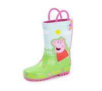 Peppa Pig Kids Wellington Boots | Childrens Handle Wellies and George Pig Print | Multicoloured Water Resistant Pull On Rubber Boots for Boys & Girls | Animation Movie Merchandise Gift