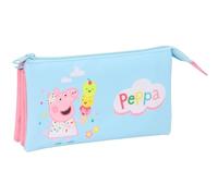 PEPPA PIG - Triple Pencil Case, Children's Pencil Case, Ideal for School Age Children, Comfortable and Versatile, Quality and Resistance, 22 x 3 x 12 cm