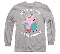 Peppa Pig Tv Best Daddy in The World Unisex Long Sleeve T Shirt, Heather Grey, XL
