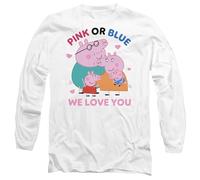 Peppa Pig Tv Family Pink Or Blue We Love You Unisex Long Sleeve T Shirt, White, L