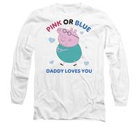 Peppa Pig Tv Pink Or Blue Daddy Pig Loves You Unisex Long Sleeve T Shirt, White, S