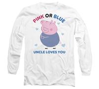 Peppa Pig Tv Pink Or Blue Uncle Pig Loves You Unisex Long Sleeve T Shirt, White, L