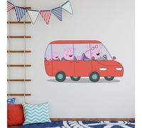 Peppa Pig Wall Sticker - Peppa and Family in Car Wall Decal Kids Art (60cm Width x 35cm Height)