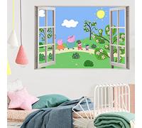 Peppa Pig Wall Sticker - Peppa and Family Park Scene Window Wall Decal Kids Art (120cm Width x 80cm Height)