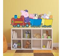 Peppa Pig Wall Sticker - Peppa and Friends on Train Wall Decal Kids Art (120cm Width x 50cm Height)