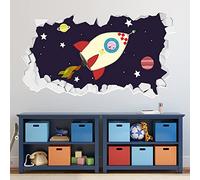 Peppa Pig Wall Sticker - Peppa and George Space Rocket Broken Wall Decal Kids Art (90cm Width x 50cm Height)
