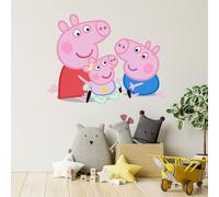 Peppa Pig Wall Sticker - Peppa George and Evie Sitting Down Wall Decal Kids Art (90cm Width x 85cm Height)