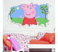 Peppa Pig Wall Sticker - Peppa Outside Broken Wall Decal Kids Art (60cm Width x 35cm Height)