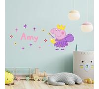 Peppa Pig Wall Sticker - Peppa Pig Fairy Sparkle Personalised Name Wall Decal Kids Art (120cm Width x 50cm Height)