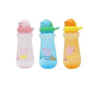 Peppa Pig Water Bottle, 3 Pack Pink Blue Orange Colourway Pack 340ml BPA Free 6M+ Straw Sipper for Toddlers, Reusable Non-Spill School Nursery Bottle Set