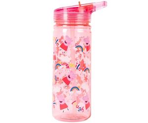 Peppa Pig Water bottle with straw 580 ml 100% Leakproof Durable School Water Bottle Strong Plastic and BPA free - Pink