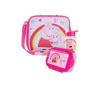 Get Trend Peppa Pig Water Bottle Lunch Bag and Lunch Box Kids Set 3 Pcs School Supplies Bento Snack Box BPA Free Leakproof for Travel (Pink Peppa Pig)