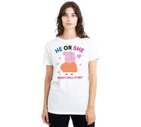 Peppa Pig Women's Tv Mummy Pig He Or She Ladies T Shirt, White, XL
