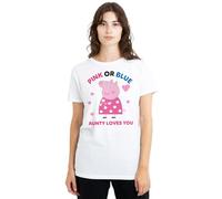 Peppa Pig Women's Tv Pink Or Blue Aunty Pig Loves You Ladies T Shirt, White, S