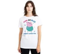 Peppa Pig Women's Tv Pink Or Blue Daddy Pig Loves You Ladies T Shirt, White, XXL