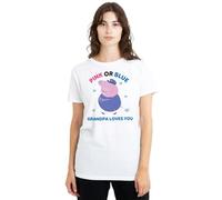 Peppa Pig Women's Tv Pink Or Blue Grandpa Pig Loves You Ladies T Shirt, White, XL