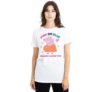 Peppa Pig Women's Tv Pink Or Blue Mummy Pig Loves You Ladies T Shirt, White, L