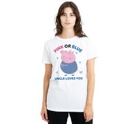 Peppa Pig Women's Tv Pink Or Blue Uncle Pig Loves You Ladies T Shirt, White, L