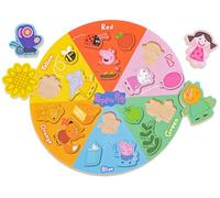 Peppa Pig Wooden Colour Matching Puzzle - Kids 18 Piece Early Years Development Preschool Sorting Jigsaw Puzzle for Toddlers - Learn Colours & Shapes with Peppa & Friends - for Children Age 18 Months+
