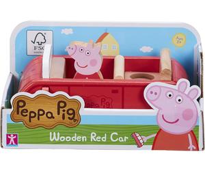 Peppa Pig Wooden Red Car Push Along Vehicle Imaginative Toy Gift for Kids