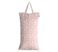 Peppa Pig XL Wet Bag, Waterproof Reusable Nappy Pail, Laundry, Travel, Beach Swim, Secure Zipper Closure with Handle, 40x70cm (Blush Stripe)