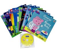 Peppa Pig Yellow Bag 10 Books Collection Set including CD (The Train Ride, Pedro’s Pirate Treasure, George and the Noisy Baby, The Rainbow, George’s Balloon, Peppa Meets the Queen & More)