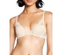 Pepper Bra for AA-B Cups | Lightly Lined Underwire Bra for Women with Scalloped Lace Overlay and Body Hugging Fit, Sand, 38AA