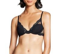 Pepper Bra for AA-B Cups | Lightly Lined Underwire Bra for Women with Scalloped Lace Overlay and Body Hugging Fit, Black, 30B