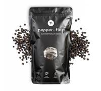 Pepper Field Kampot Pepper Black - Authentic Spice Black Peppercorns Whole Cambodia, Whole Peppercorns for Grinder & Kitchen, Cooking & BBQ, Great Taste & Fair Trade, Ideal for Meat or Salad (250g)