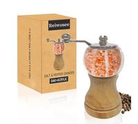 Pepper Grinder Kit Pepper Mill, Manual Mills Solid Wood, 1PCS 5in Classical Hand Salt and Pepper Grinder Set, Ep Material Acrylic, Ceramic Blades with Strong Adjustable Ceramic Grinders Set.