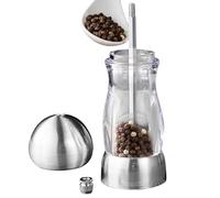 Pepper Grinder - Transparent Acrylic Mill, Manual sce Bottle | Medium Size Adjustable Grinding Mechanism with Visible Chamber Feature, Seasoning Tool for Kitchen Cooking Black Pepper Sea Salt Use