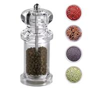 Pepper Mill - Manual Seasoning Plant with Adjustable Ceramic Rotor, Transparent Jar for Seasoning | Refillable Salt Shaker Kitchen Gadget for Peppercorns BBQ Cooking Apartment Dining Table Home Use
