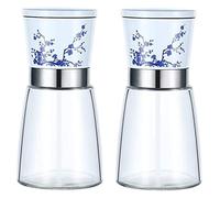 Pepper Mill Salt and Pepper Grinder Salt And Pepper Grinder Set，Blue And White Porcelain Salt And Pepper Mill With Glass Spice Bottle Body Pepper Grinder Salt Grinder Salt Mill ( Blue : 2pc , Size : 1