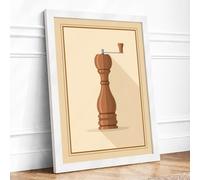 Pepper Mill Study Minimalist Framed Wall Art Print A1 (84.1×59.4cm) White, Wall Decor for Living Room, Bedroom, Office & Home, Ready to Hang, Art Gift