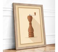 Pepper Mill Study Minimalist Framed Wall Art Print A3 Oak