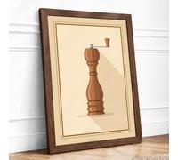 Pepper Mill Study Minimalist Framed Wall Art Print A3 Walnut