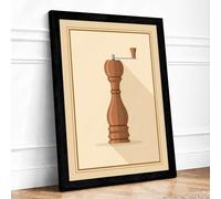 Pepper Mill Study Minimalist Framed Wall Art Print A4 (29.7×21cm) Black, Wall Decor for Living Room, Bedroom, Office & Home, Ready to Hang, Art Gift