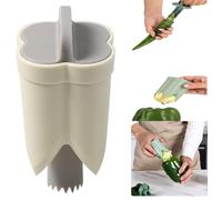 Pepper Seed Corer Remover,2 in 1 Bell Pepper Cutter,Fruit Corer Bitter Gourd and Peppers Seed Removal Tool Professional Chilis Seeder Cucumbers Corers Kitchen Cooking Accessories (Beige)