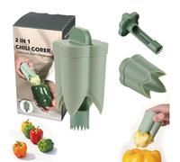 Pepper Seed Corer Remover - 2025 Upgraded 2-in-1 Bell Pepper Cutter & Deseeder: Effortlessly Streamline Your Kitchen Prep for Faster, More Efficient, & Hassle-Free Meal Prep (1, Green)