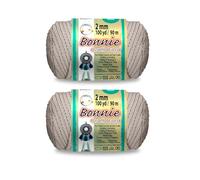 Pepperell Bonnie Braid Macrame Cord | 2mm x 100yd | Lamb's Wool (Value 2-Pack) | Twisted Polypropylene Cord for DIY Crafts, Plant Hangers, Wall Hangings, Crochet&Macrame | Long-Lasting Vibrant Color