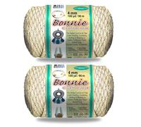 Pepperell Bonnie Braid Macrame Cord | 4mm x 100yd | Oatmeal (Value 2-Pack) | Twisted Polypropylene Cord for DIY Crafts, Plant Hangers, Wall Hangings, Crochet & Macrame | Long-Lasting, Vibrant Color