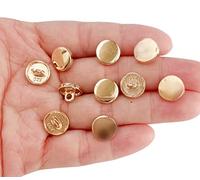 PEPPERLONELY 10PC 10mm Simple Metal Round Buttons with Shank Sew On for Clothes Dress Coat Jeans Shirt Buttons, Gold, 3/8 Inch