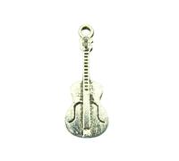PEPPERLONELY 50PC Antiqued Silver Guitar Alloy Musical Charms Pendants 26x10mm