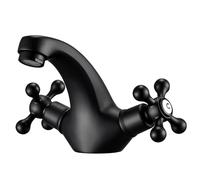 Peppermint Basin Mixer Tap Victorian Black Bathroom Taps with Dual Cross Lever, Traditional Bathroom Sink Taps Vintage Swan Neck Basin Taps, Matte Black