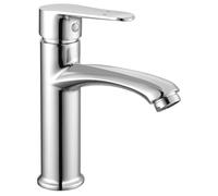 Peppermint Basin Mixer Taps Bathroom Sink Tap Mixers Large Mono Sink Tap for Bathroom Basin 1 Hole Single Lever Monobloc Chrome Cloakroom Taps with G1/2 Hoses Hot and Cold Mixers