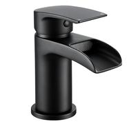 Peppermint Black Basin Taps Waterfall Taps for Bathroom Sink, Matte Black Bathroom Mixer Tap Single Lever Mono Hot and Cold Basin Mixer Tap