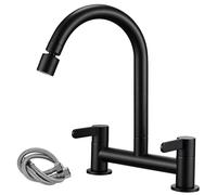 Peppermint Black Kitchen Mixer Taps 2 Hole with 2