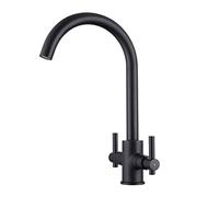 Peppermint Black Kitchen Tap Dual Lever Monobloc Kitchen Mixer Taps 1 Hole Matt Black Sink Mixer Tap Stainless Steel 360 Swivel Faucet Traditional